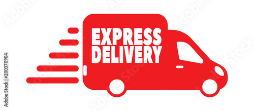 Express Delivery Bus Icon, delivery service logo with transport car.