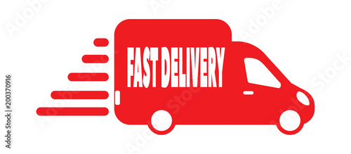 Red bus icon for fast delivery service