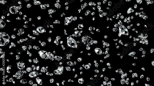 Rotating diamonds cloud, background loop, isolated on black