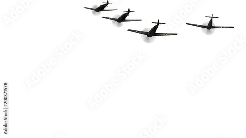 Messerschmitt BF109-E3 combat flight, top view, isolated on white, alpha mask included