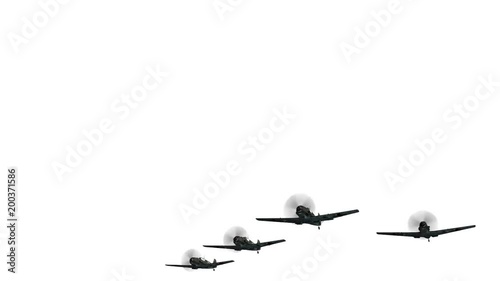 Messerschmitt BF109-E3 combat flight, bottom view, isolated on white, bw mask included  photo