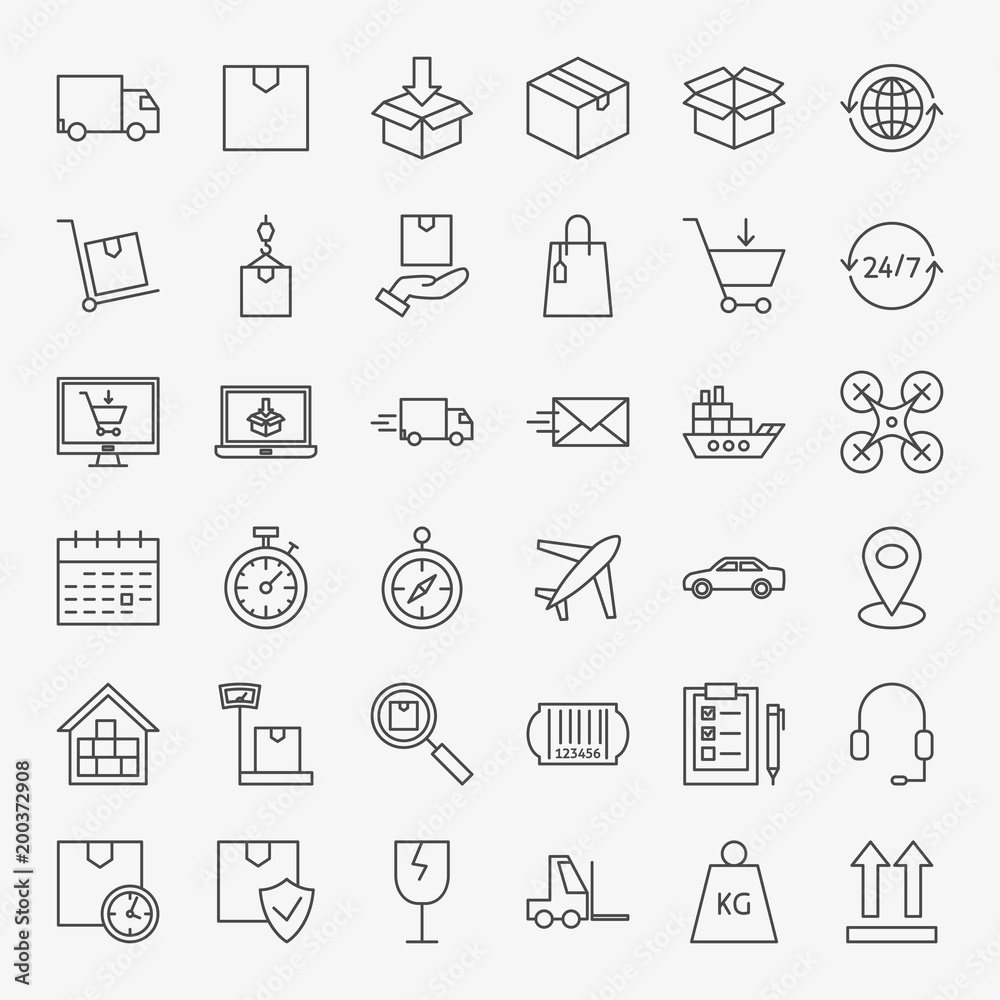 Delivery Line Icons Set Delivery Line Icons Set