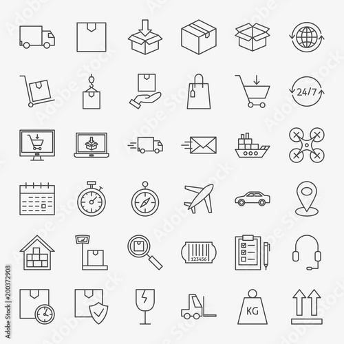 Delivery Line Icons Set