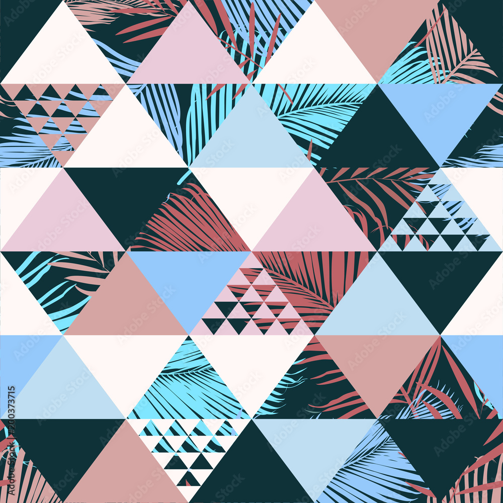 Exotic beach trendy seamless pattern illustrated floral vector tropical leaves. Wallpaper print background. Exotic beach trendy seamless pattern illustrated floral vector tropical leaves. Wallpaper print background.