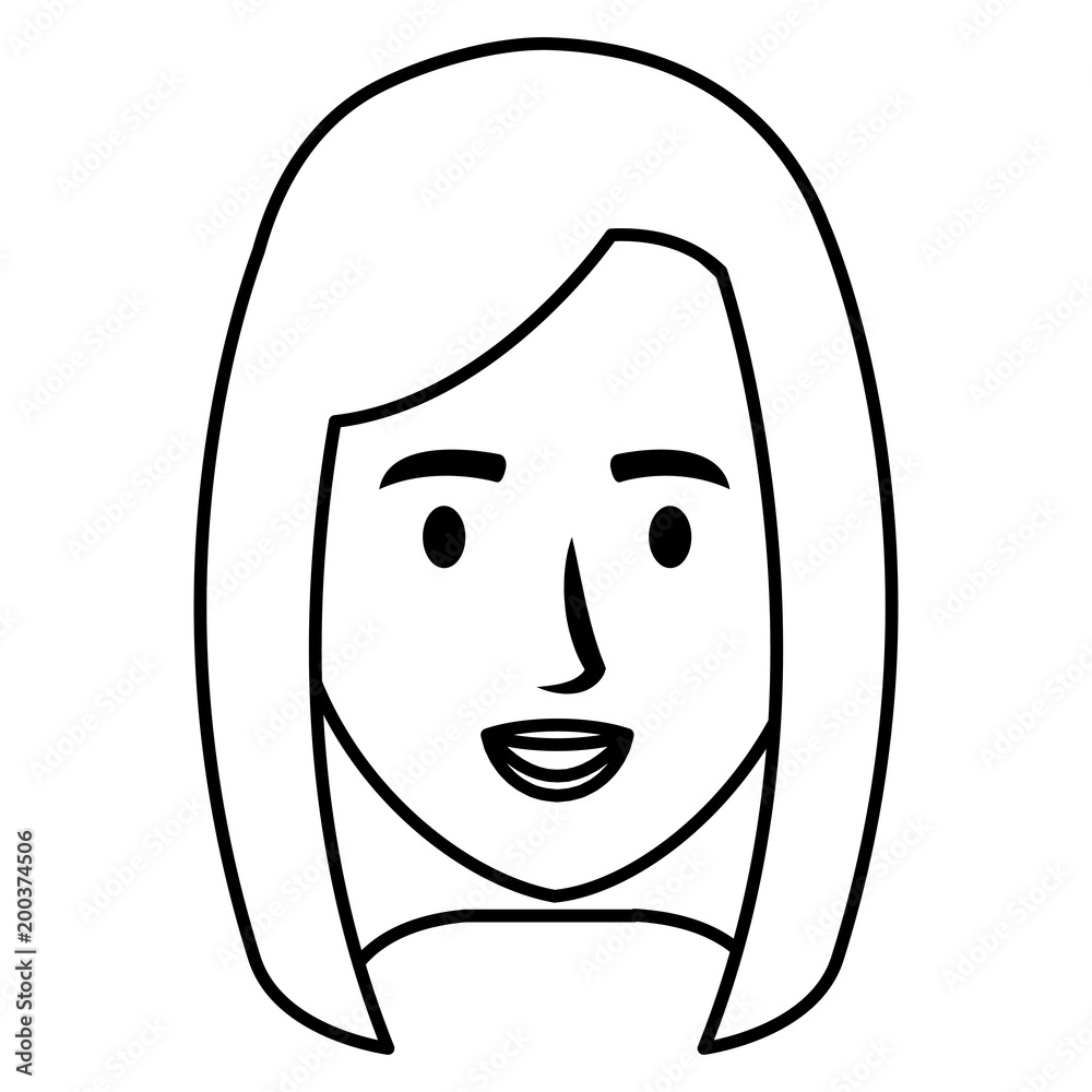 beautiful and young woman head character vector illustration design