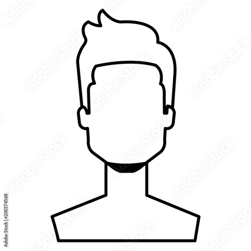 young man with beard shirtless avatar character vector illustration design