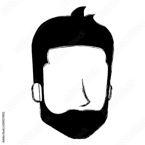 young man head with beard avatar character vector illustration design