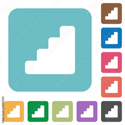 Stairs rounded square flat icons