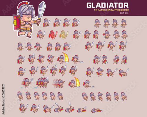 Gladiator Cartoon Game Character Animation Sprite