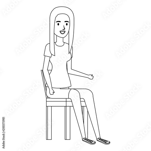 beautiful woman sitting in chair avatar character vector illustration design