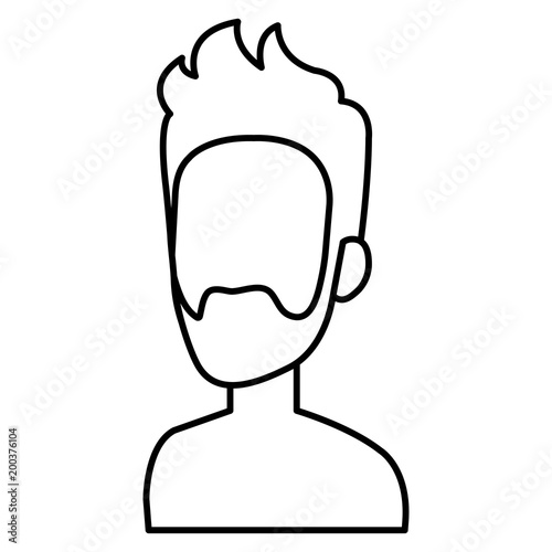 young man with beard shirtless avatar character vector illustration design
