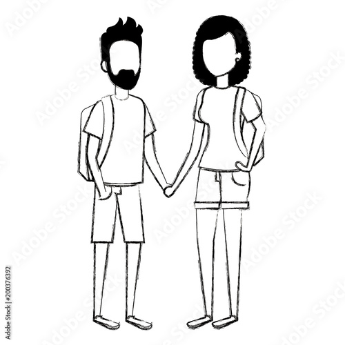 couple of students characters vector illustration design