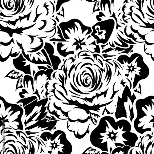 seamless monochrome pattern of flowers for greeting cards  background  price tags