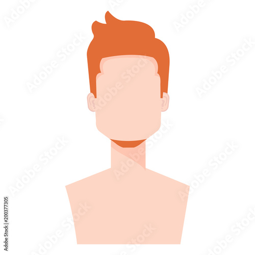 young man with beard shirtless avatar character vector illustration design
