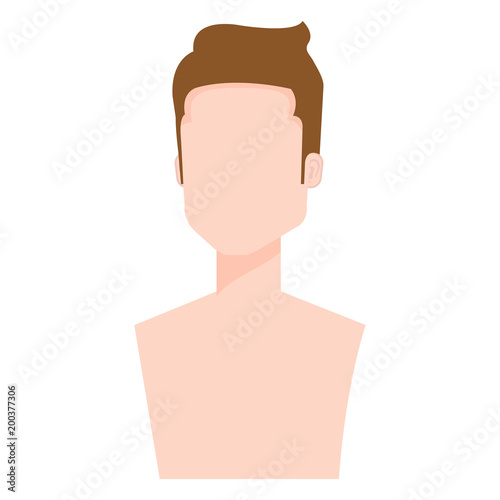 young man shirtless avatar character vector illustration design