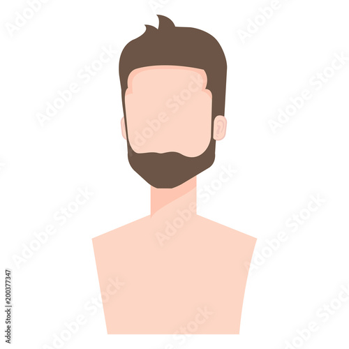 young man with beard shirtless avatar character vector illustration design