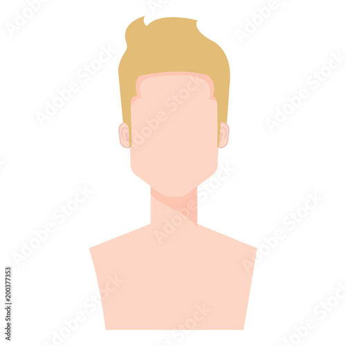 young man shirtless avatar character vector illustration design
