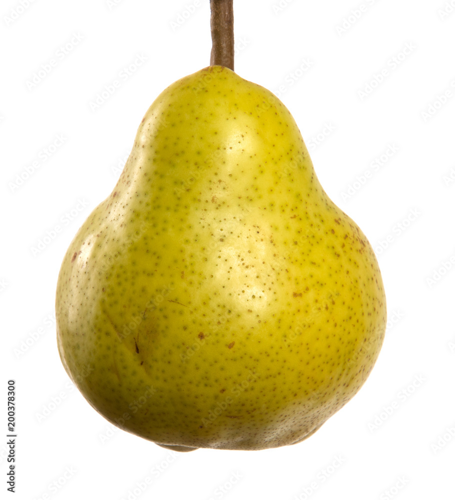 green ripe pear isolated on a white background