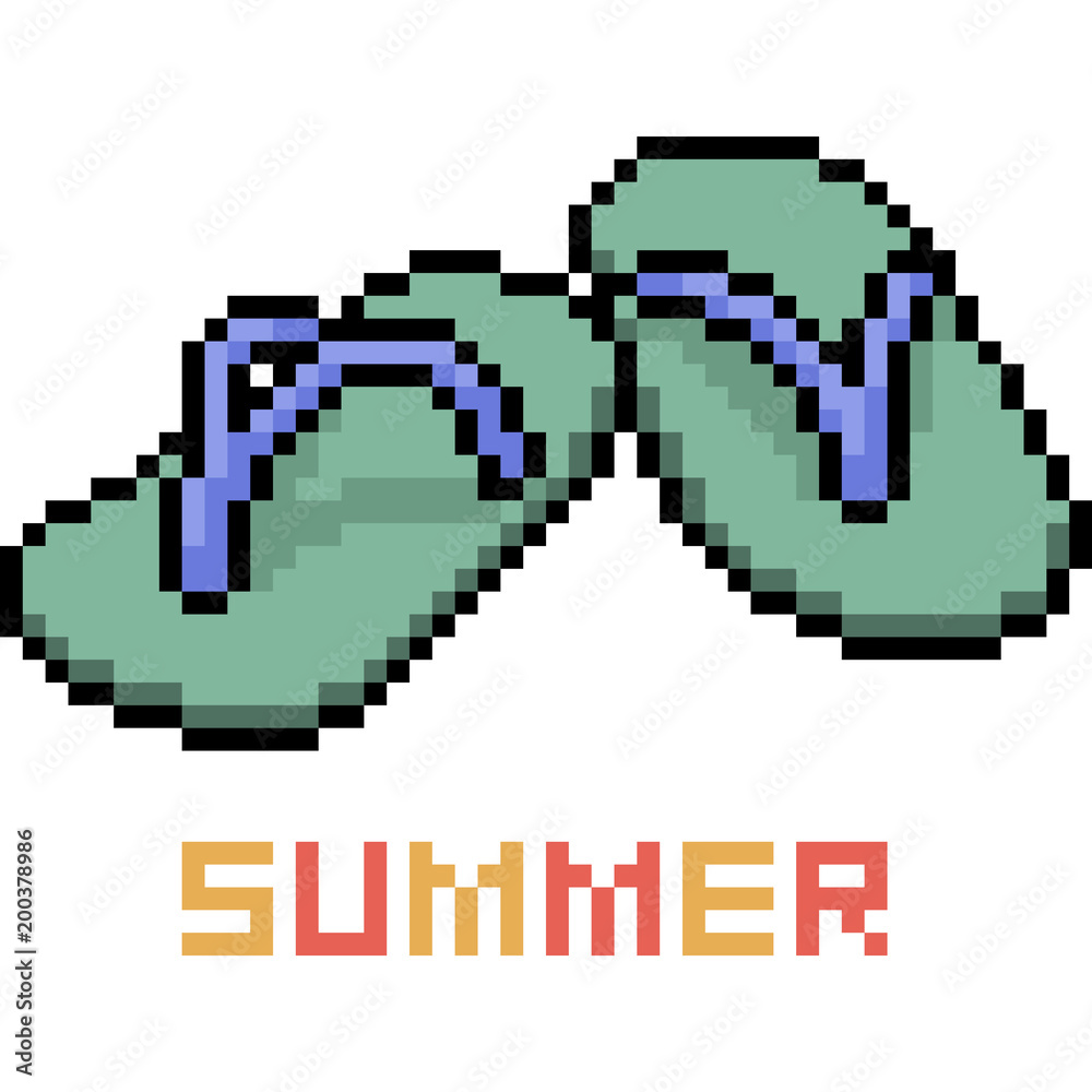 Obraz premium vector pixel art summer sandal