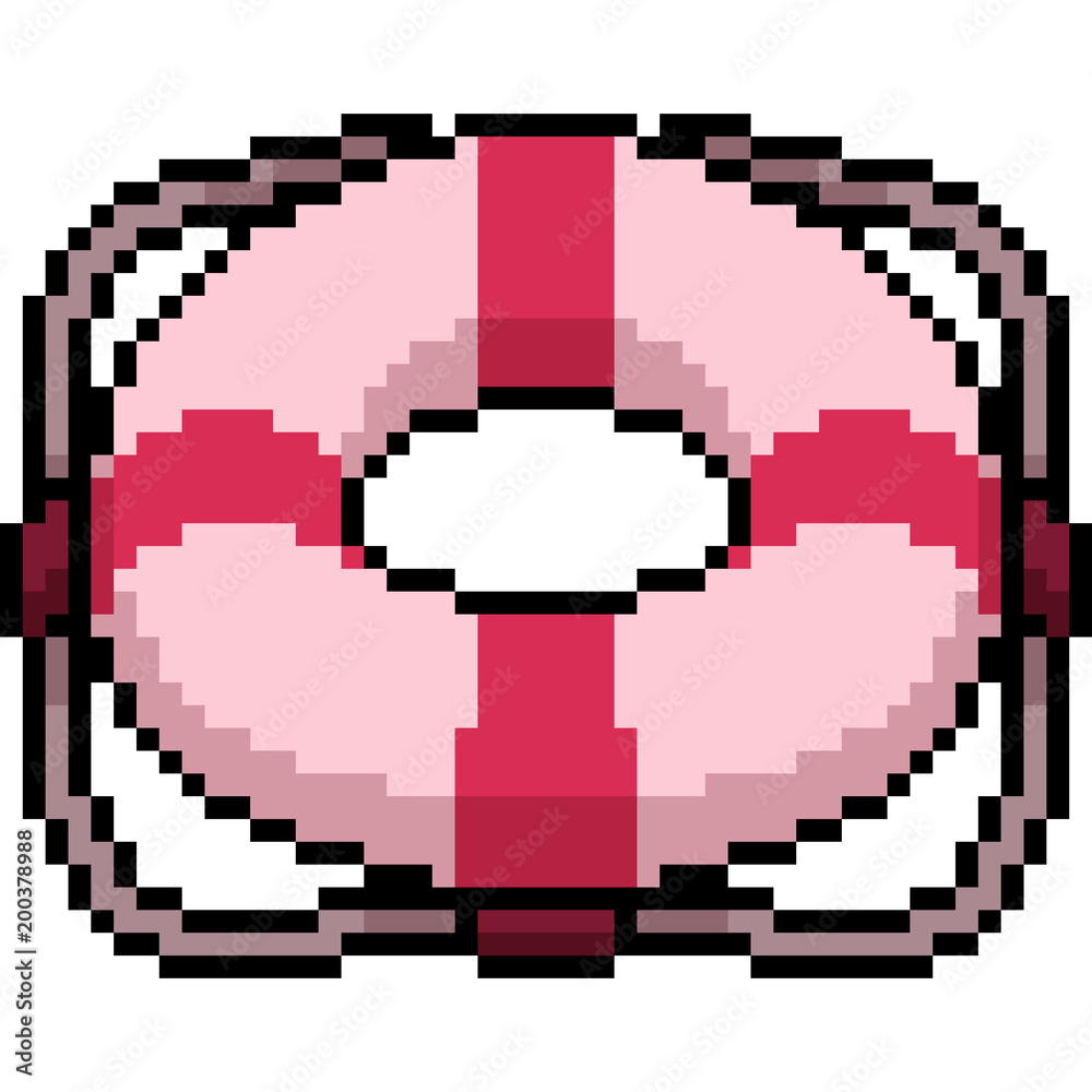 Fototapeta premium vector pixel art life buoy