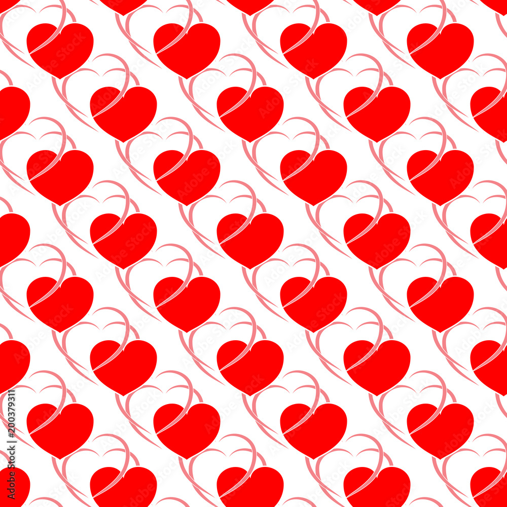 Heart and wavy line seamless pattern
