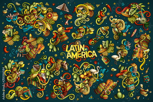 Vector set of Latin America combinations of objects and elements