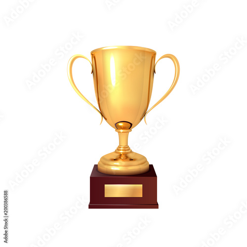 The winner's cup. Realistic gold cup isolated on a white background Vector illustration