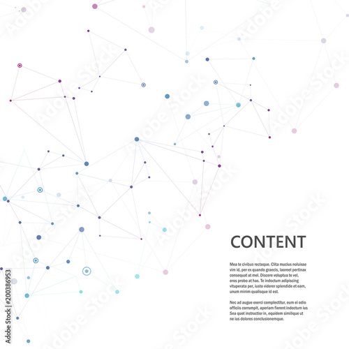 Lines connecting creative grid points on surface. Abstract cover background