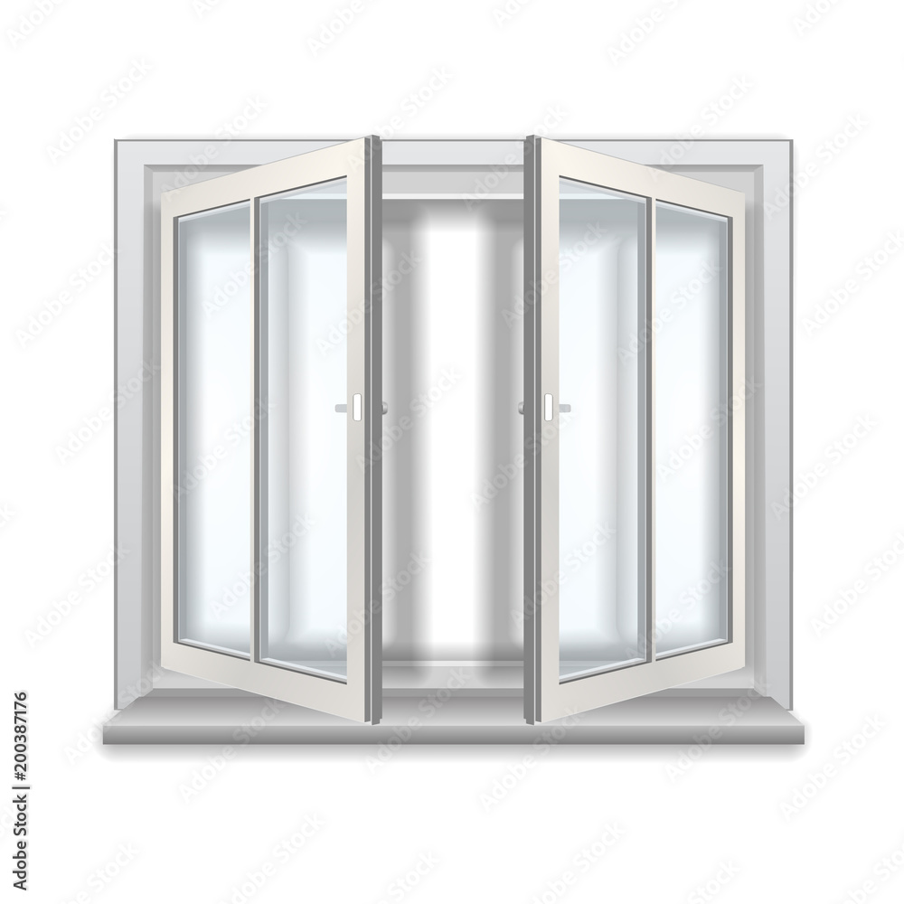 Open window, isolated object on white background. Open window, isolated object on white background.