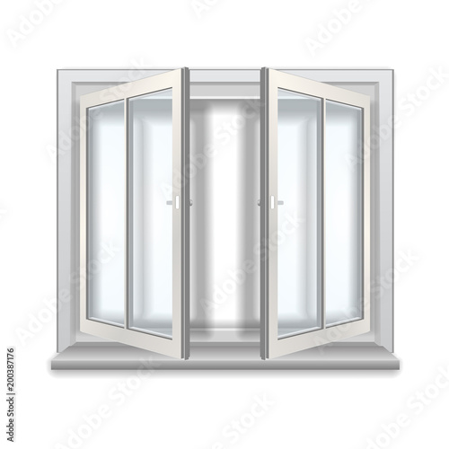Open window, isolated object on white background.