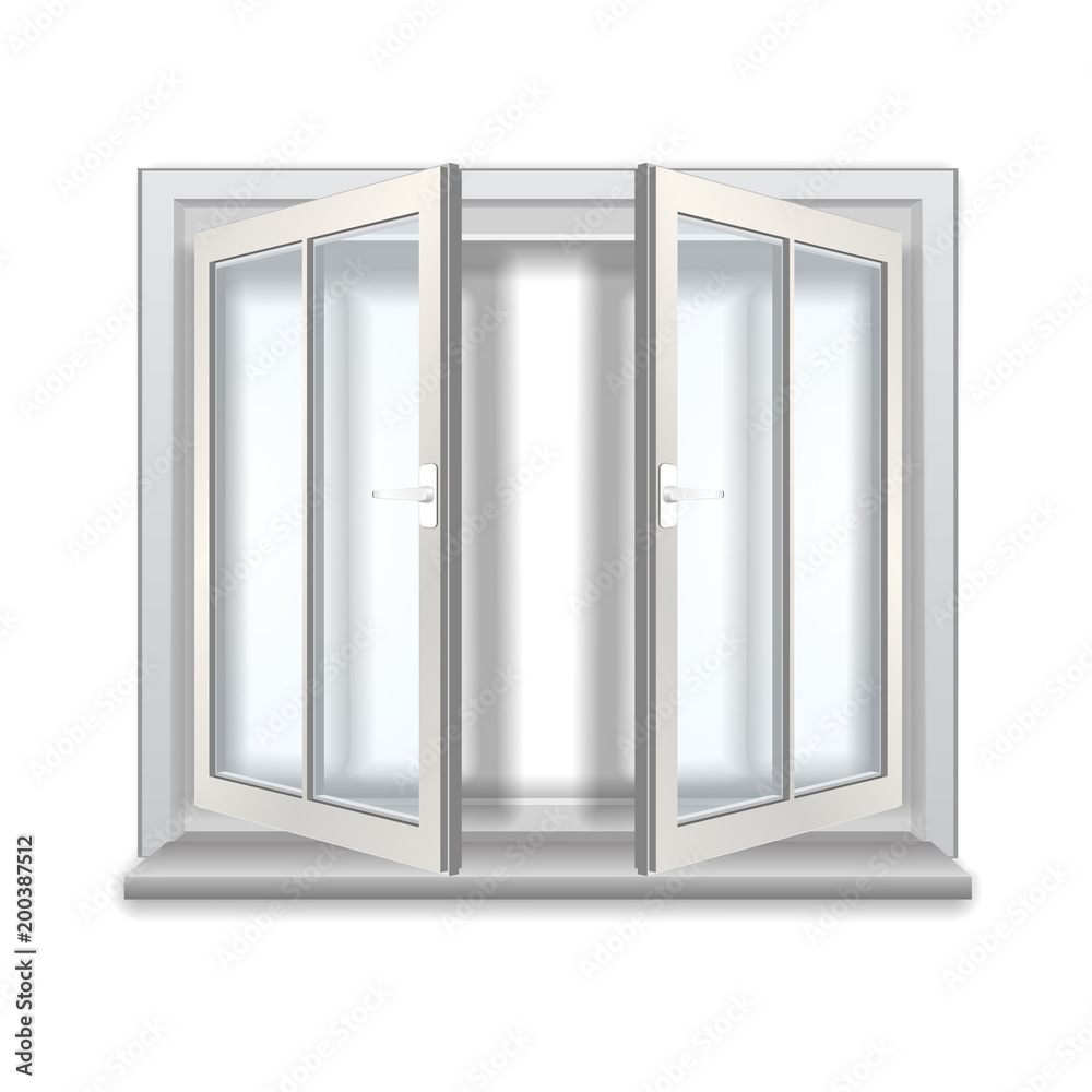 Open window, isolated object on white background. Open window, isolated object on white background.