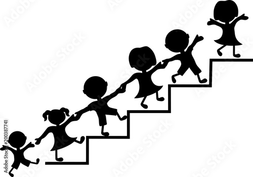 ENFANTS DANS L'ESCALIER