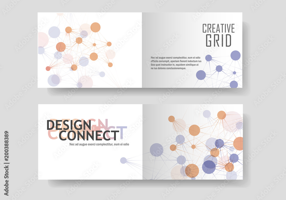 Abstract brochure design with molecular connection and technology network