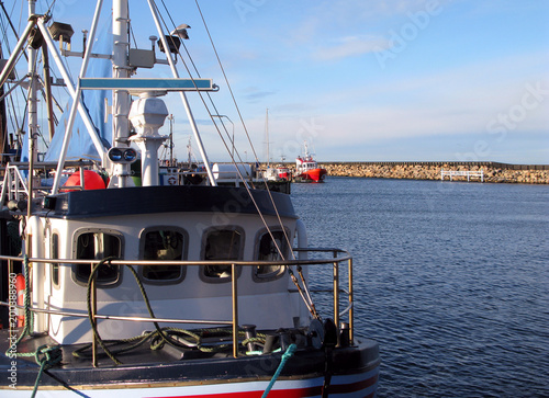 Laesoe / Denmark: Harbor idyll in Oesterby Havn on a sunny day in December