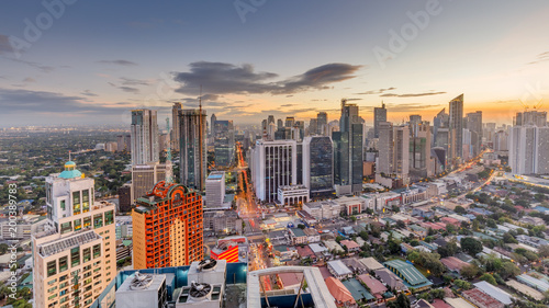 Manila Skyline. Night view of Makati, the business district of Metro Manila photo