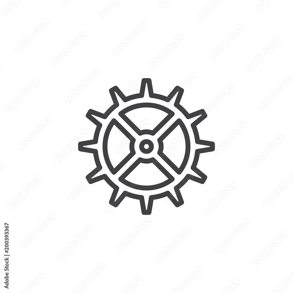 Gear outline icon. linear style sign for mobile concept and web design. Cog wheel simple line vector icon. Settings symbol, logo illustration. Pixel perfect vector graphics