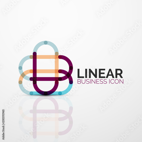 Abstract flower or star minimalistic linear icon, thin line geometric flat symbol for business icon design, abstract button or emblem