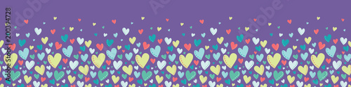 Vector Bright Colorful Hearts Purple Seamless Border