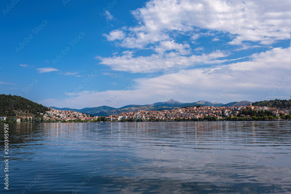 Panoramic view on the Kastoria town and Orestias Lake. Greece Panoramic view on the Kastoria town and Orestias Lake. Greece