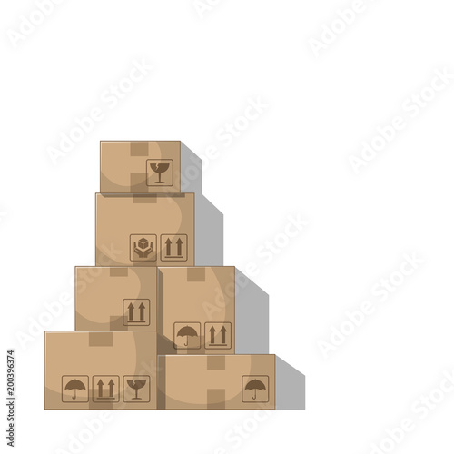 Stacked boxes. Isolated on white background. Vector Illustration