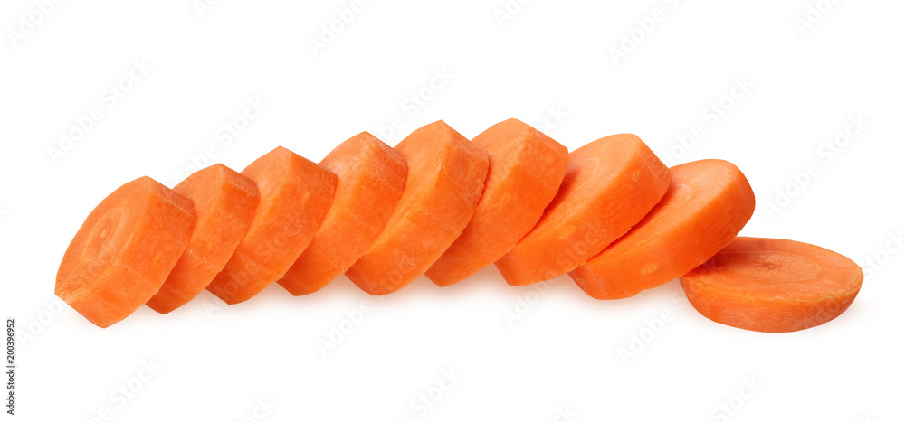 Carrot slices isolated on white background. Carrot slices isolated on white background.