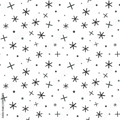 Math symbol pattern. Mathematic geometric seamless . Abstract background from plus  multiplication signs. On white background. Geometric Stars seamless pattern.