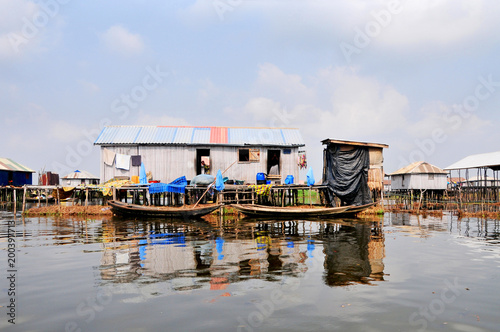 Lake village Ganvie on Lake Nokoué near Cotonou, Benin
