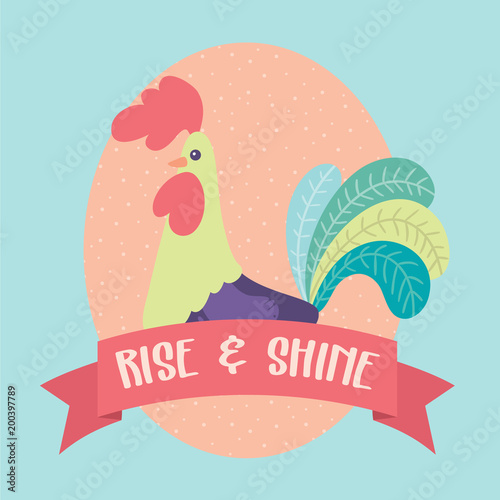 Vector Rooster Rise and Shine Illustration Clip Art Graphic