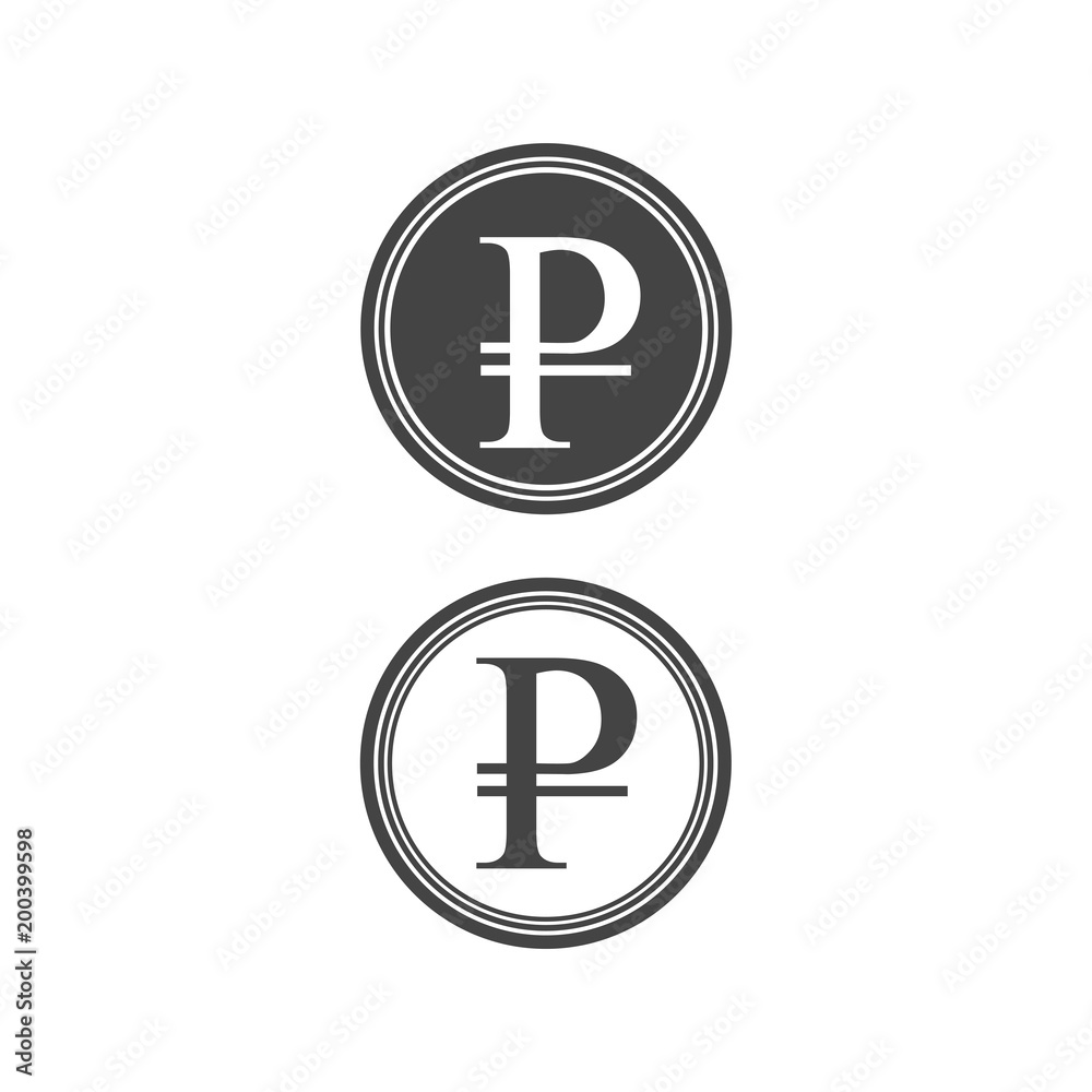 Russian federation ruble sign icon isolated vector set Russian federation ruble sign icon isolated vector set