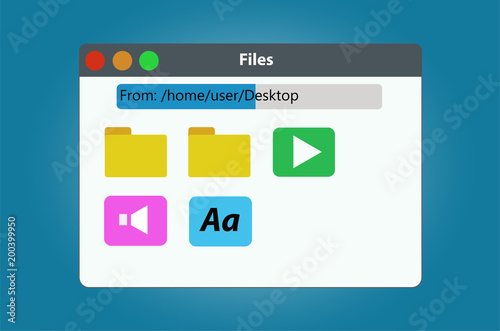 File manager window contains the files and folders