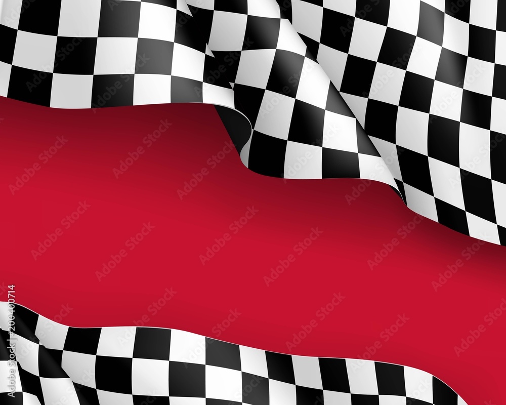 Racing flag canvas realistic red background. Symbol marking start and  finish. Vector illustration Stock Vector | Adobe Stock