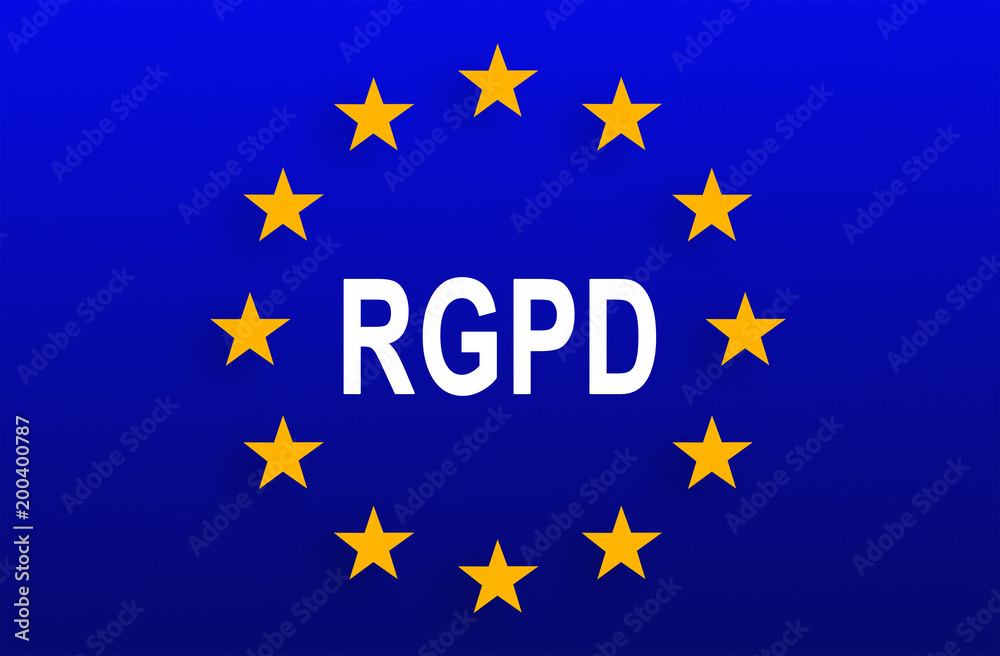 Flag of European Union with RGPD word inside Flag of European Union with RGPD word inside
