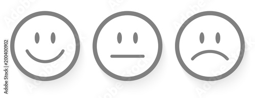3 Mood Faces Grey Outline