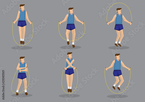 Rope Skipping Exercise Vector Character Set